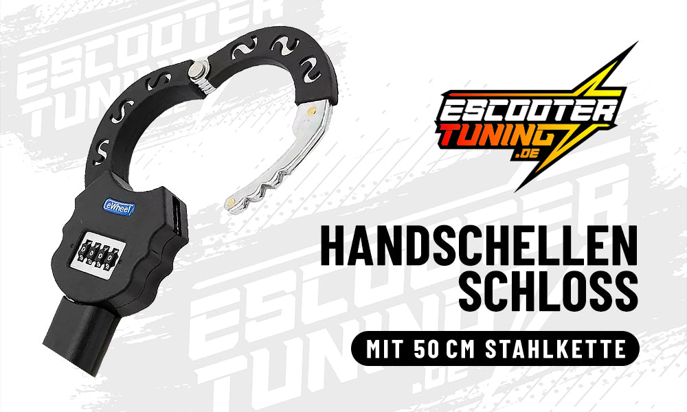 E-Scooter Handschellenschloss mit 50 cm Stahlkette – Wahlweise mit Schlüssel oder Zahlencode