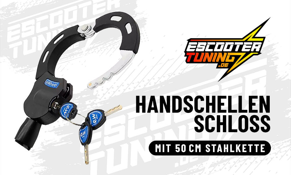 E-Scooter Handschellenschloss mit 50 cm Stahlkette – Wahlweise mit Schlüssel oder Zahlencode